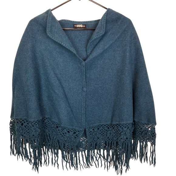 Estirpe Inca Womens Blue Wool Crochet Trim Fringe - Picture 1 of 7